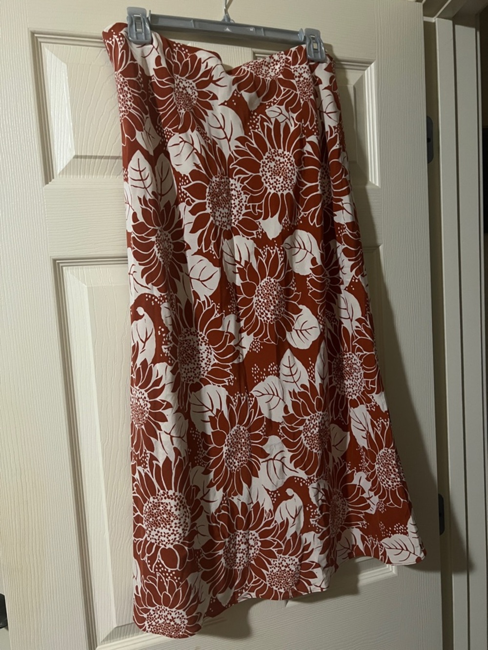 Madewell White and Orangish Red Floral Midi Skirt Women Size 14